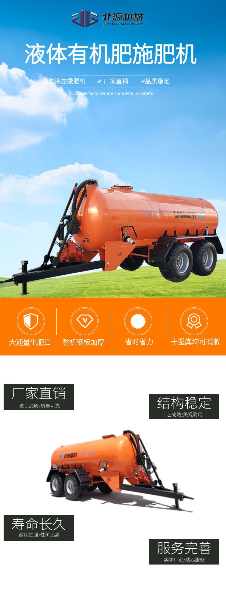 20 ton biogas slurry fertilizer tank truck, Beiyuan Factory liquid fertilizer return machine, manure, water, and sewage sprinkler