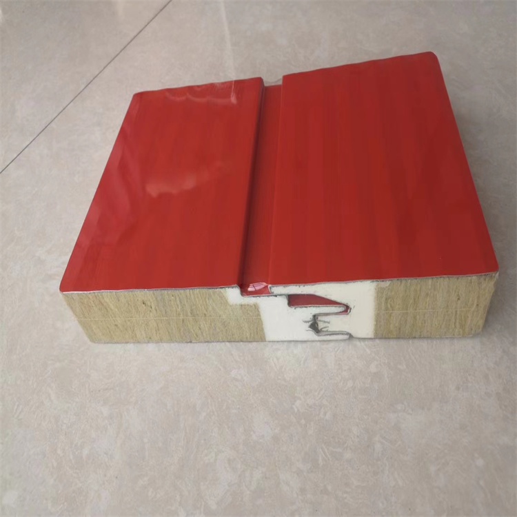 50 thick polyurethane rock wool wall panel horizontal installation board, A-grade insulation and fire protection integrated board, supplied by Blue Sky manufacturer