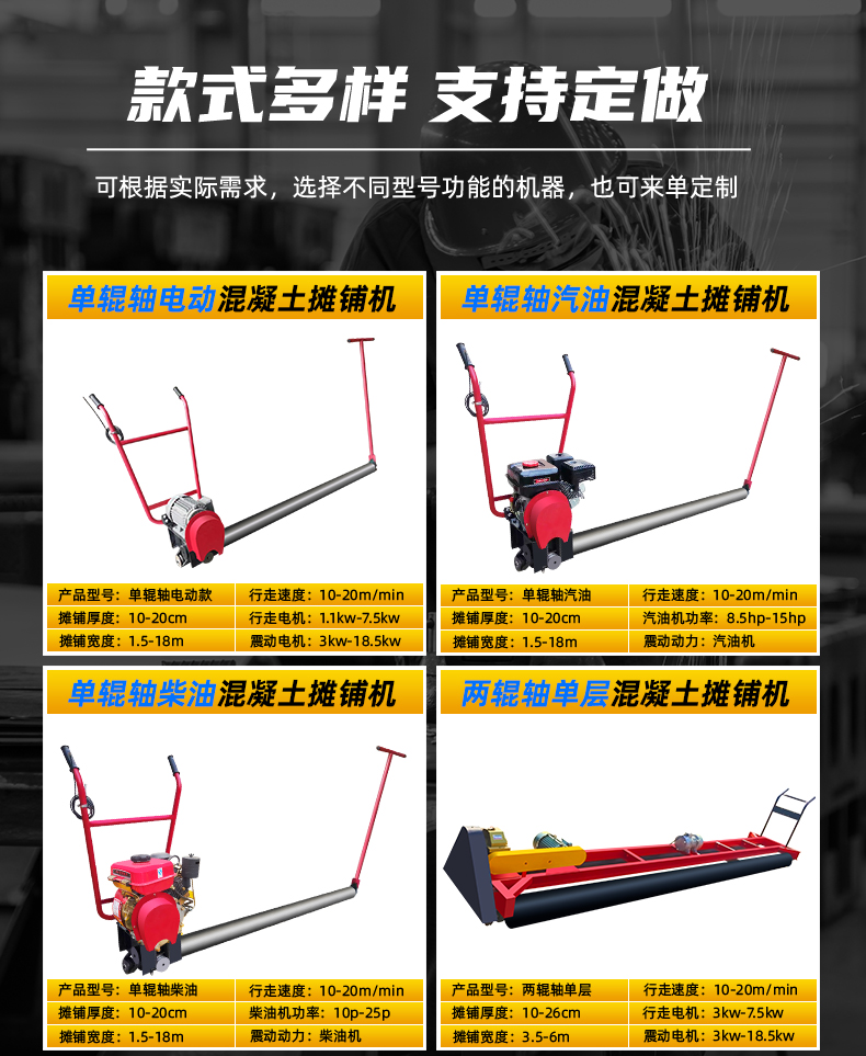 Concrete paver manufacturer's stock four roll vibrating paver integrated machine bridge deck suspension vibration beam