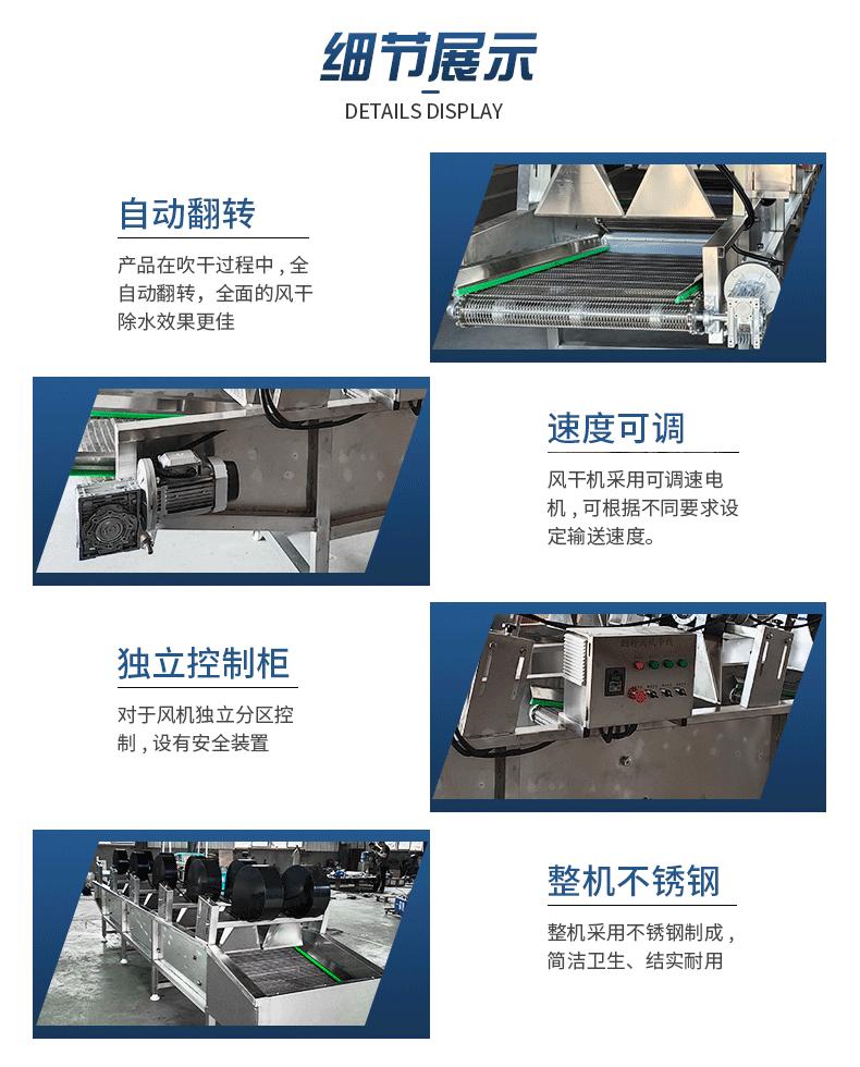 Five section flipped wind trunk line, Dongdu normal temperature wind drying equipment, multifunctional celery and turnip watering machine