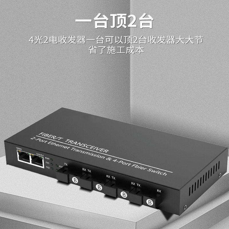 Gigabit 4 optical 2 electro optical convergence switch, 4 optical ports, 4 electrical ports, fiber optic transceiver, optoelectronic converter