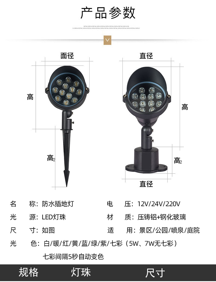 Lei Xing Lighting Outdoor Waterproof Ground Insertion Lawn Circular Courtyard LED Projection Tree Projection Light LX-ZSD-015