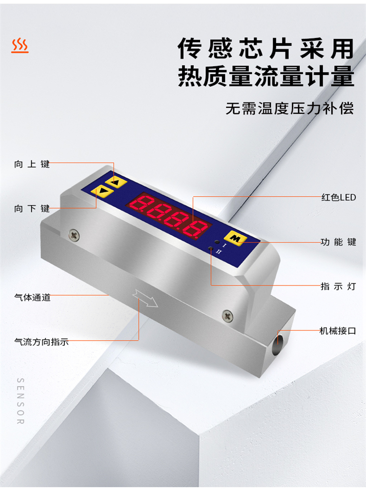 Leakage detection oxygen air nitrogen flow meter FS4701-N1-100-V-A gas flow sensor