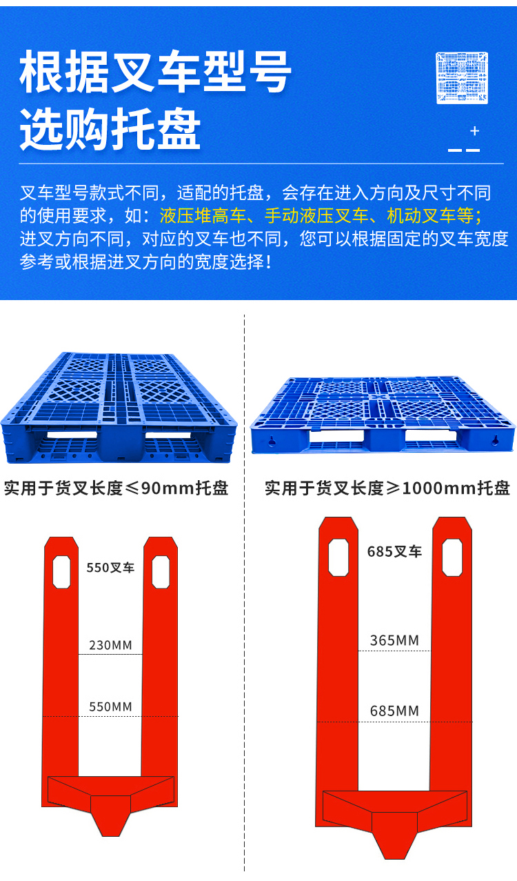 Tian Zi Plastic Tray Blue Four Sided Fork Double Sided Shelf Plastic Pallet Storage Logistics Damp Proof Pad Warehouse Card Board