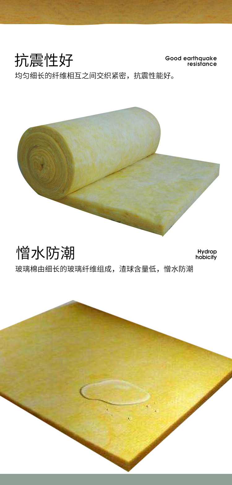 Wall filling with 100MM thick glass wool, high-temperature resistant roof insulation material, glass wool