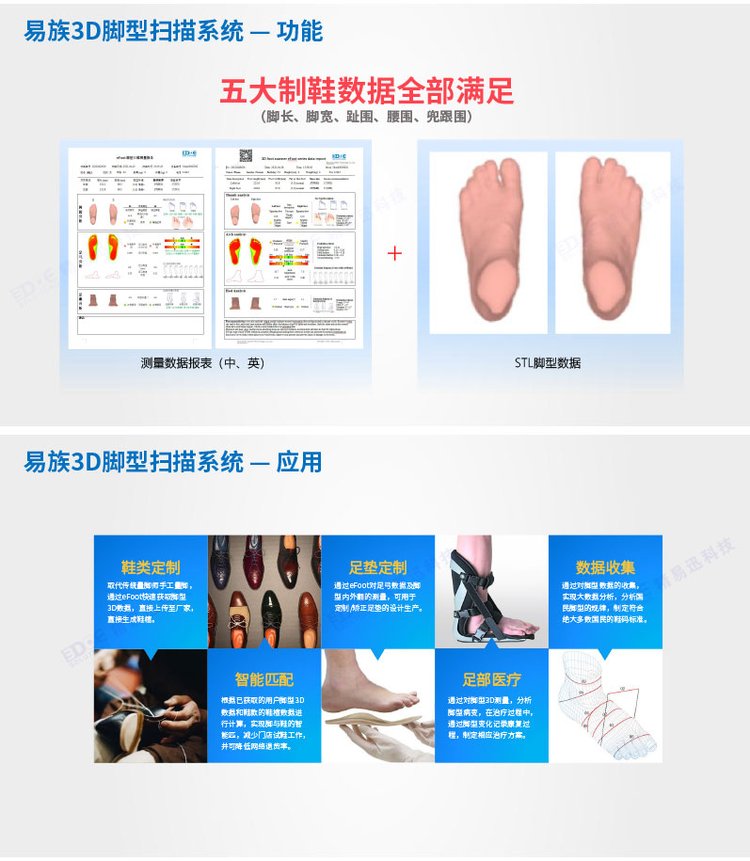 3D foot scanner, footprint and shoe size measuring instrument, 3D foot laser detection instrument, deposit