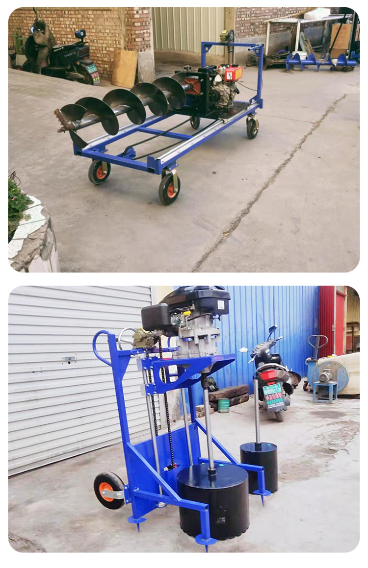 Diesel road lamp pole drilling machine 12.8KW high-power foundation pit drilling XQ158 drilling 3m