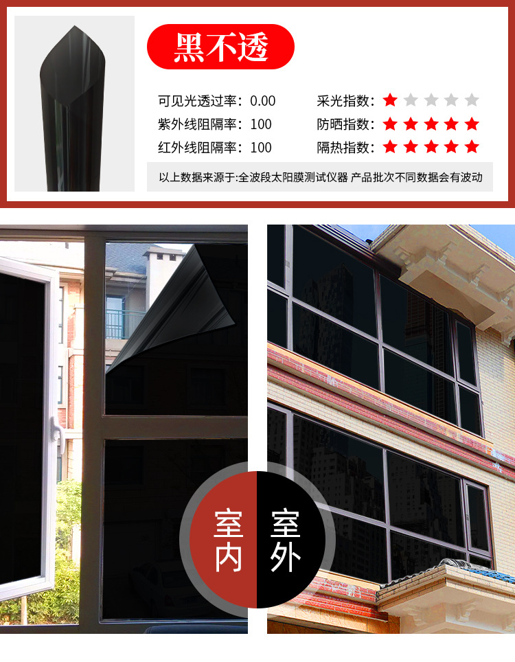 Sunshade and thermal insulation film, sunscreen, opaque glass sticker, solar film wholesale factory, sunshade and sunscreen film, unidirectional reflection